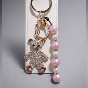 💖Handmade Pearl Teddy Charm Bah Charm:Keychain Gift-Ready ✨